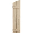 thumbnail image 2 of Ekena Millwork 11"W x 64"H (60 3/8" Low Side) Timberthane Pecky Cypress Two Board Joined Board-n-Batten w/Elliptical Top Faux Wood Shutters (Per Pair), Primed Tan, 2 of 6