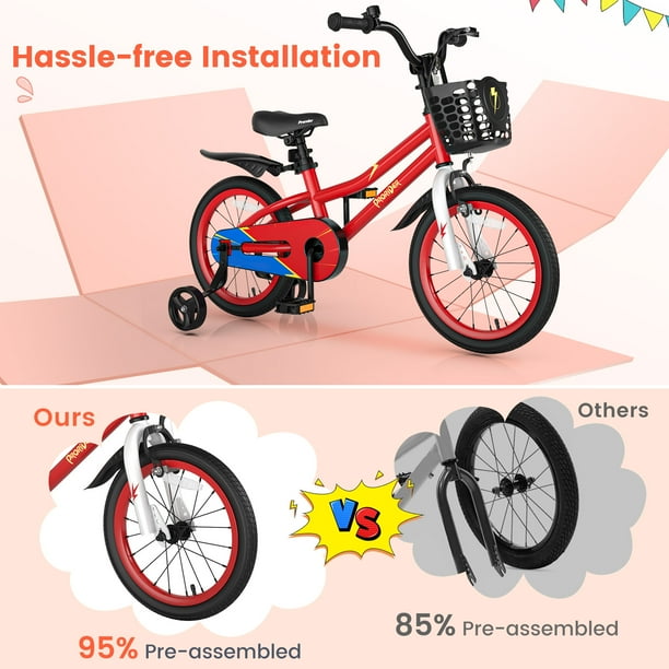 ちびバイ JOYSTAR 16 Inch Kids Beach Cruiser Bike with Training Wheels