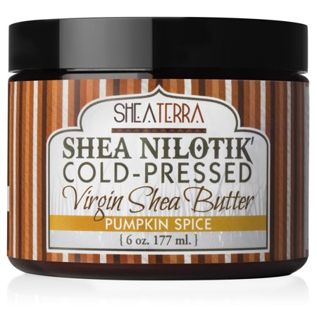 Shea Terra Organics 100% Organic Cold-Pressed Virgin Shea Butter – Pumpkin Spice | Natural Anti-Aging Daily Skin, Nails & Hair Cream to Soften Dry Skin, Reduce Wrinkles & Stretch Marks – 6 oz