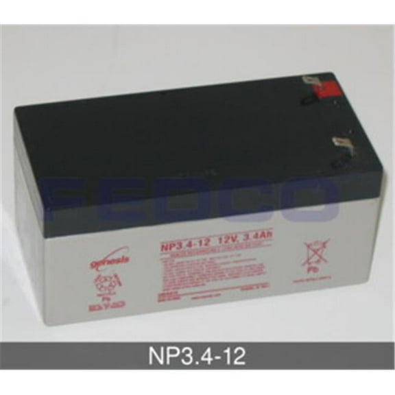 FedCo Batteries Compatible with  EnerSys NP3.4-12 3400mAh Sealed Lead Acid Battery For Standby And Main Power Applications
