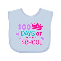 Inktastic 100 Days of School in Pink and Purple with Crown Girls Baby Bib