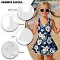 thumbnail image 4 of DISNIMO Girls Swimsuits Floral Print One Piece U Neck Swimwear Skirted Sleeveless Bathing Suit for Kids Girls Hawaiian Summer Swim Dress, 4 of 8