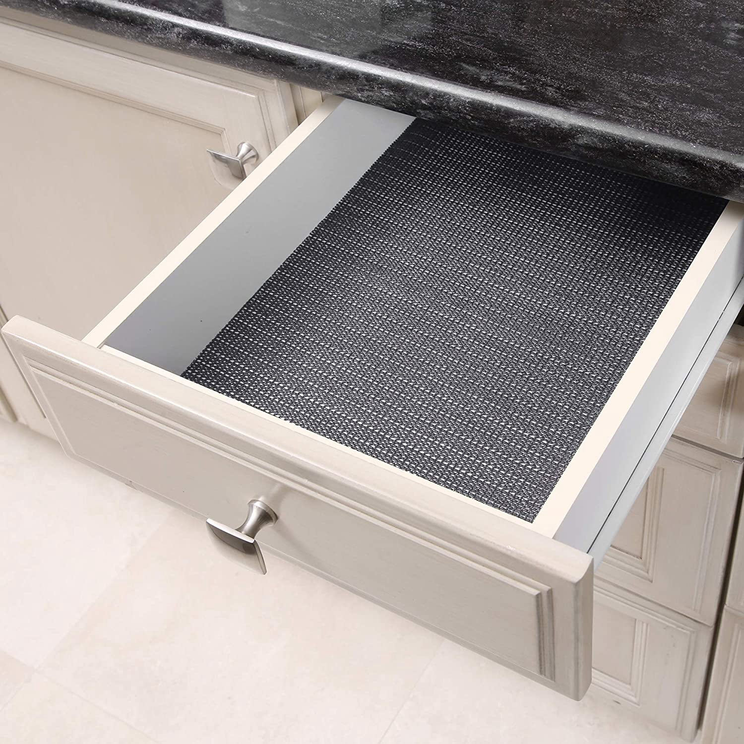 Smart Design Shelf Liner Original Grip - 12 Inch x 5 Feet - Drawer Cabinet Non Adhesive - Home and Kitchen - Black