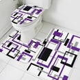 thumbnail image 3 of Purple Black Geometric Bath Mat 3 Piece Bathroom Rug Set, Minimalist Stripes Abstract Art Non Slip Bath Rug Contour Mat and Toilet Lid Cover, Absorbent Shower Mats Soft Bath Rugs and Mats Sets, 3 of 8