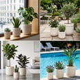 thumbnail image 4 of FOUKUS Large Concrete-Like Plastic Planter Set: 3-Piece Tall Fluted Round Lightweight Planters for Indoor & Outdoor Use, Modern Decorative Pots with Drainage for Home, Patio, Porch & Garden, 4 of 6