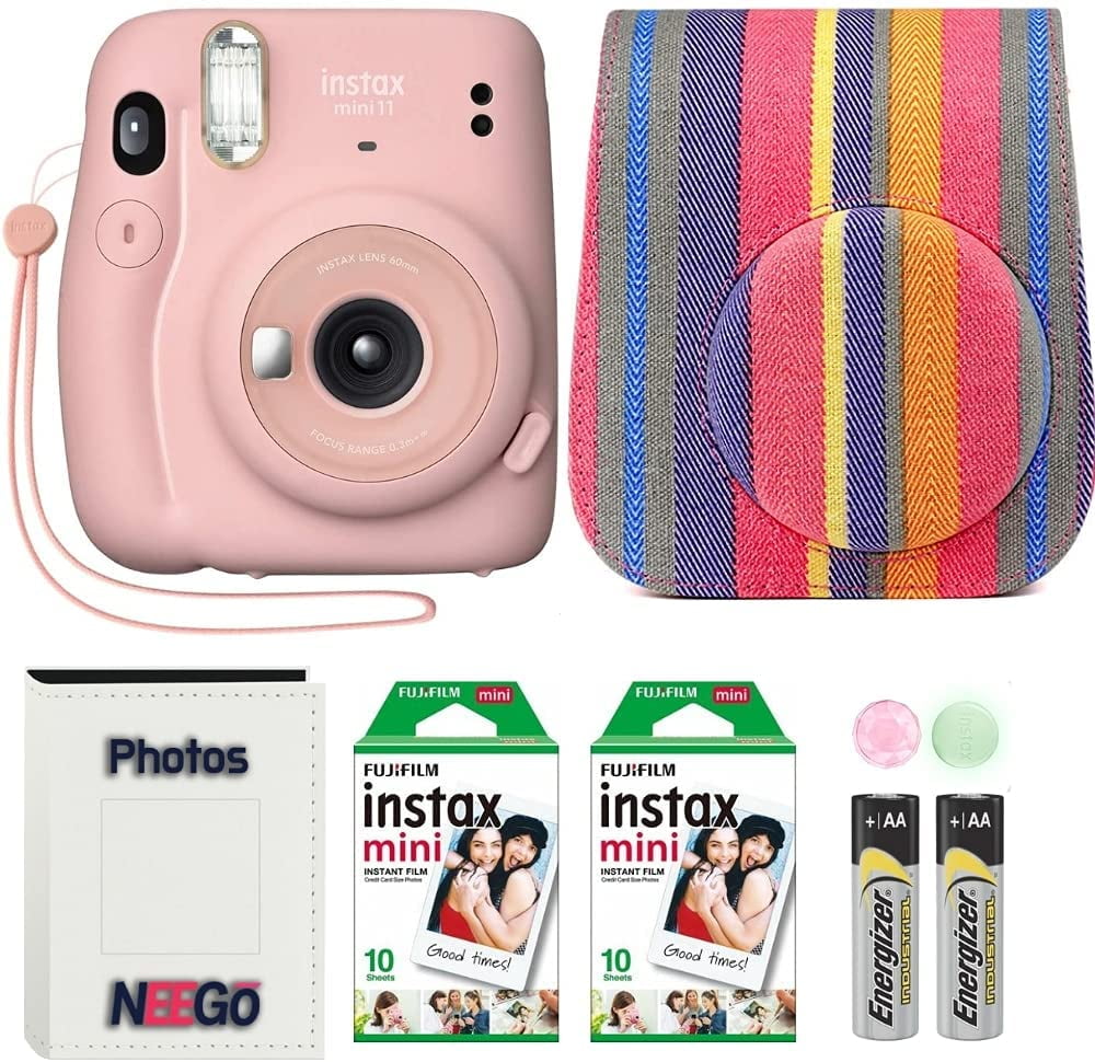 plaats hefboom logboek Fujifilm Instax Mini 11 Camera & Case, Instant Film (20 Sheets) + Photo  Album - Blush Pink - Walmart.com