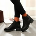 thumbnail image 6 of OAVQHLG3B Women's Round Toe Zipper Comfy Casual Shoes Solid Comfortable Middle Chunky Heeled Short Boots Shoes, 6 of 7
