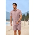 thumbnail image 4 of COOFANDY 2 Piece Set for Men Cruise Outfits Set Mens Summer Vacation Outfit Short Sleeve Button Down Shirts, 4 of 7