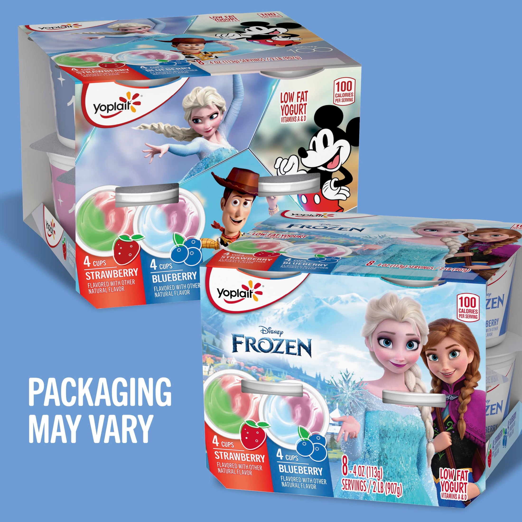 Yoplait Low Fat Kids Yogurt Cups, Disney Frozen Variety Pack, Gluten Free, 8 Count, 32 oz
