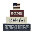 thumbnail image 2 of VHC Brands Patriotic Home Of The Free Wooden Block Stack 8x8x1.25, Independence Day Decor, Flag on on Red, White and Blue Block Stack, Printed Tropical Wood Figurine, Rectangle Shape, Creme, 2 of 6