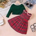 thumbnail image 7 of FAOWME Child Outfit Sets 2 PCS Toddler Girls Fall Winter Green Cardigan Plaid Dress Sets Casual A Line Dress Clothes Sets Boho O-Neck Dailywear, 7 of 7