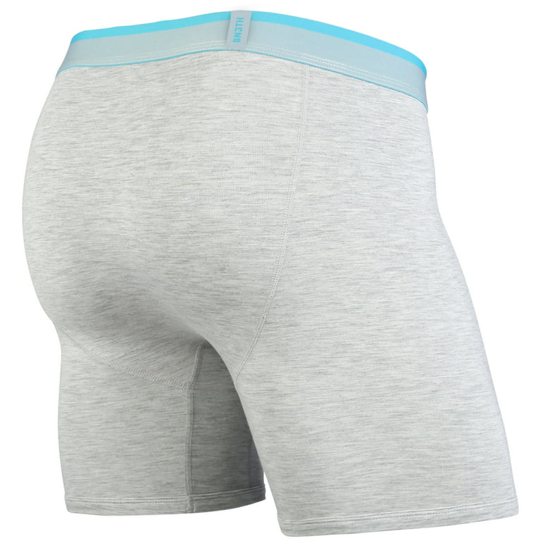BN3TH Men's Classic Boxer Brief Underwear 3D Pouch (Heather Gray/Turquoise,  2XL) 