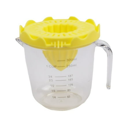 

Homgreen Orange Lemon and Lime Juicer and Reamer Squeeze and Strain Measured Amounts Hand Squeeze Esprimidor Manual Juice Squeezer With Handle 300ml BPA Free Measuring Cup