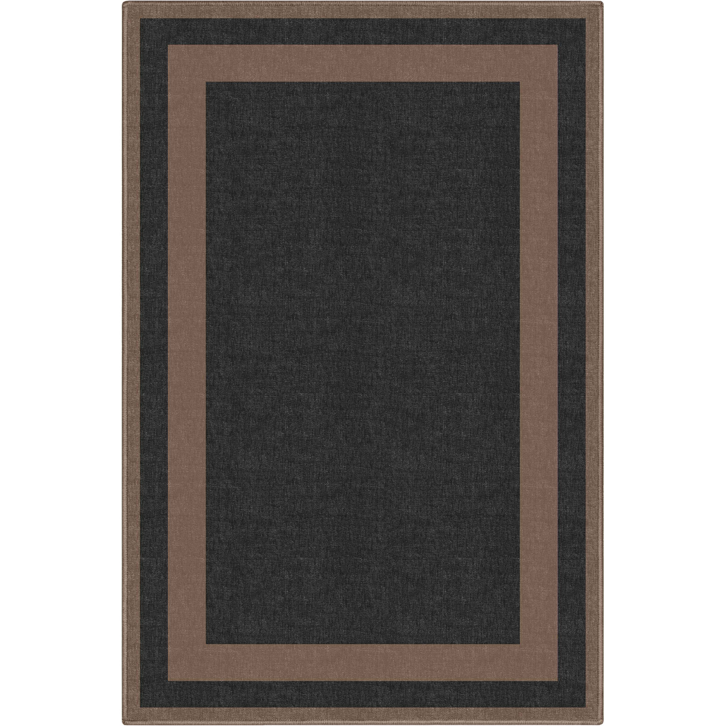 Well Woven Modern Plain Border Black Flat Pile Easy to Clean 3'3" x 5' Area Rug for Living Room Dining Room Bedroom and Kitchen