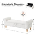 thumbnail image 4 of 55''W Storage Bench for Queen Bed End of Bed, Mid-Century Corduroy Upholstered Bench with Rolled Armed, White, 4 of 10