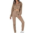 thumbnail image 2 of qolati Women's Two Piece Outfits Casual Zip Up Hooded Crop Tops and High Waist Skinny Pants Tracksuit Lounge Sets 2024 Long Sleeve Sweatsuit Y2k Fall Clothes, 2 of 7