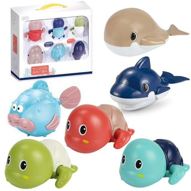 6 uds. Juguete de cuerda para niños, juguete de agua con forma de tortuga, juguete de cuerda, juguete para bañera