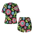 thumbnail image 5 of Picia Vector Mexican Otomi Style Bright Pajamas Sets for Women Soft Short-Sleeved Pjs with Lounge Shorts Two Piece Sleepwear-Small, 5 of 9