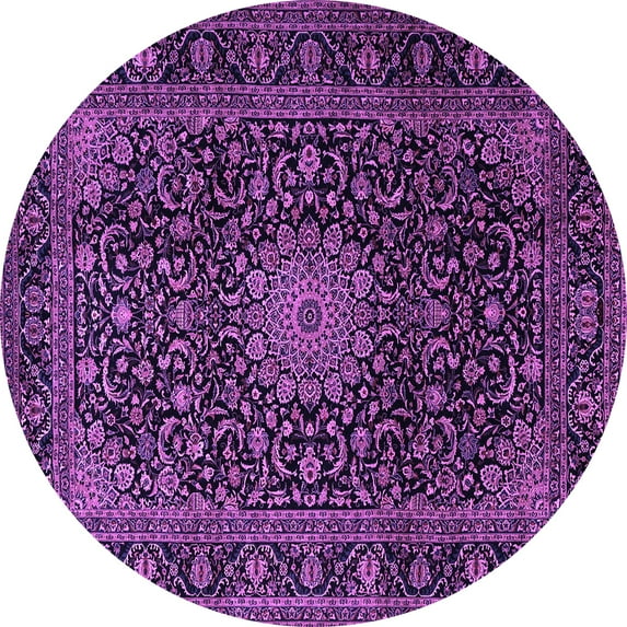 Ahgly Company Indoor Round Medallion Purple Traditional Area Rugs, 5' Round