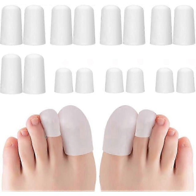 16 protectores de gel para dedos de los pies, protectores de silicona para hombres y mujeres para correr y caminar. Previenen ampollas, callos, dedos doloridos y dedos en martillo.