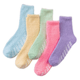 thumbnail image 5 of Tisoloow Fuzzy Socks for Women Warm Soft Fluffy Socks Winter Thick Cozy Plush Slipper Socks Sleep Non Slip Grip Socks 5 Pack B One Size, 5 of 7