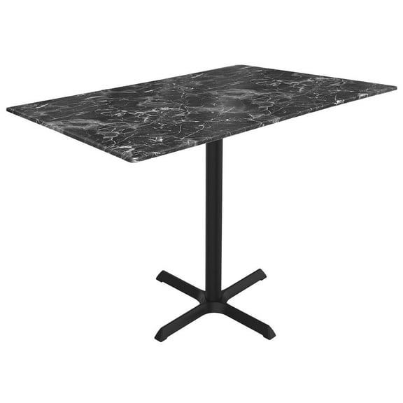 Holland Bar Stool 36" Tall OD211 Indoor/Outdoor All-Season Table with 32" x 48" Black Marble Top