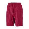 thumbnail image 5 of Havenx Mens Two Piece Outfit Button Down Short Sleeve Drawstring T-Shirts Shorts Outfits Lapel Collar Textured Set Fashional Comfortable Athletic Loose Casual Outfits Tracksuit,Wine 3XL, 5 of 6