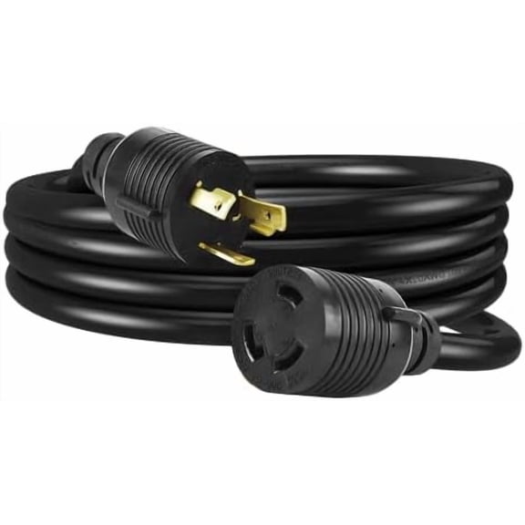 HENGYI L6-30P/L6-30R Heavy Duty Generator Locking Power Cord,Generator Extension Cord,SJTW 10GUAGE,Generator Power Cord up to 7500W,30A,3prong,Black,10FT$$Tools & Hardware Other