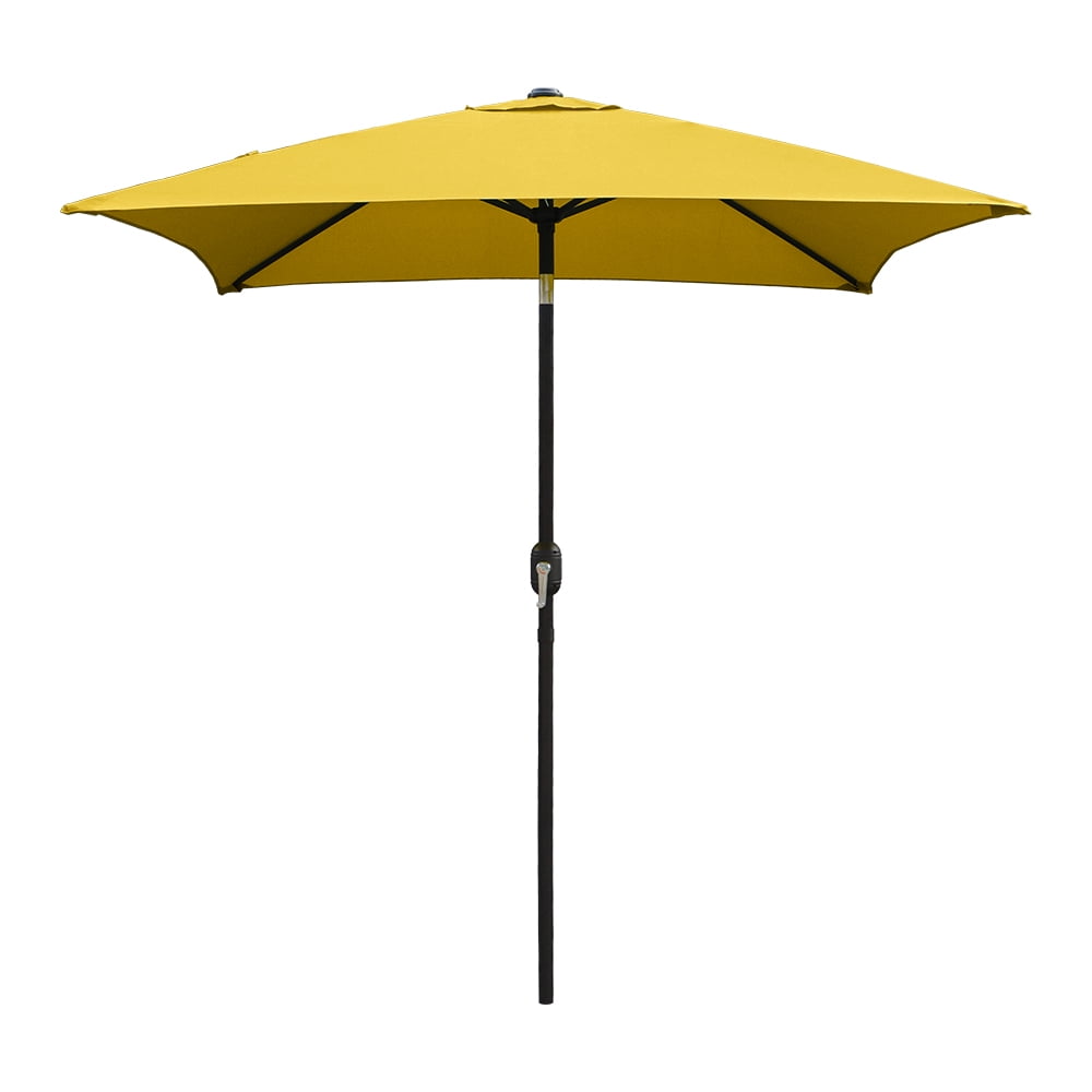 Ultrashades 6.5 ft Square Outdoor Patio Market Umbrella with Push Button Tilt and Crank Handle, Yellow