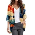 thumbnail image 1 of Breezora Blouse Imprimée Aérée pour Femmes avec Manches Bouffantes, Cardigan Léger pour Superposition et Décontracté Taille G Rouge, 1 of 5