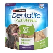 Purina DentaLife ActivFresh Dog Treats, Chicken Dry Dental Chew for Large Dogs, 24.1 oz Pouch (21 Pack)