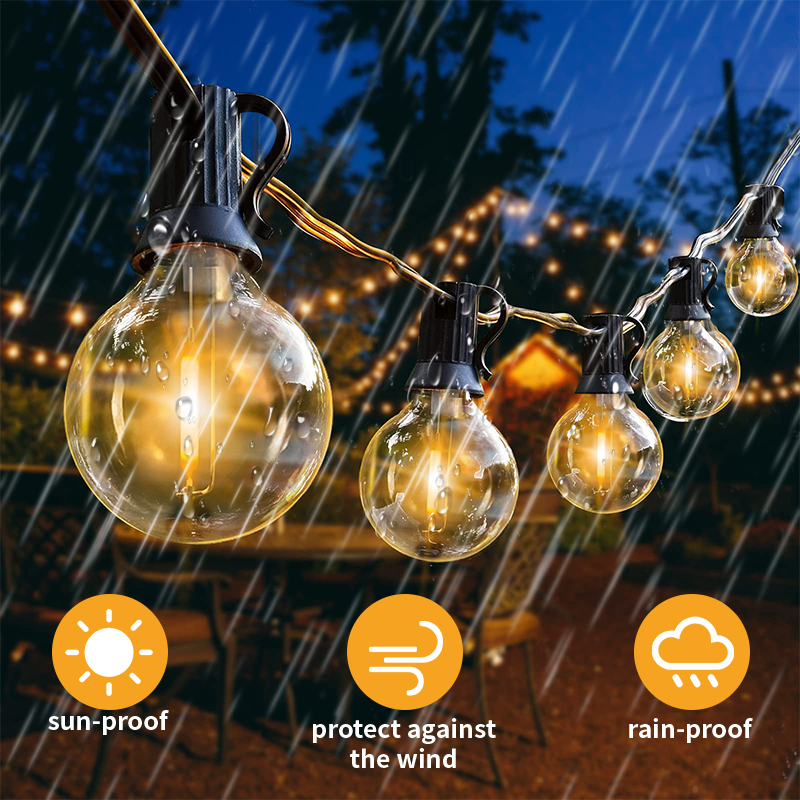 100FT Outdoor String Lights, with 50 G40 Edison Vintage Bulbs, Waterproof for Patio Garden Gazebo Bistro Cafe Backyard