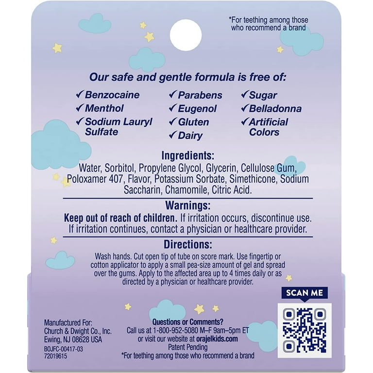 Baby orajel ingredients best sale list