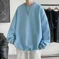 thumbnail image 2 of XAOWF Men'S Solid Color Sweatshirt Casual Round Neck Oversized Loose Fit Drop Sleeve Simple Stylish Pullover Street Style 2025 Autumn Comfort Breathable Tops, 2 of 5