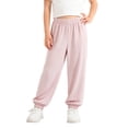 thumbnail image 2 of SGFCWSX Girls Sweatpants Elastic Waist Soft Loose Fit Jogger Pants with Elastic Cuffs for Kids Pink Size 5 Years, 2 of 5