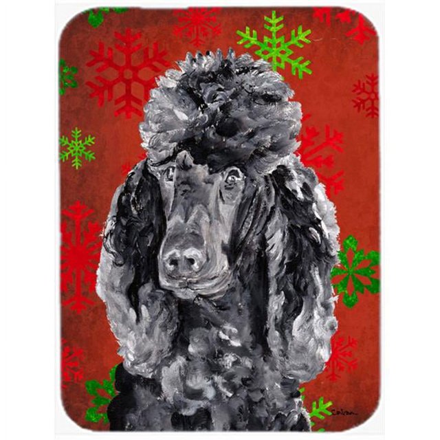 Carolines Treasures SC9746LCB Caniche Standard Noir Grande Taille Flocons de Neige Rouges Vacances Planche à Découper en Verre