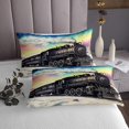thumbnail image 3 of Erosebridal Retro Train Coverlet Set Queen, Rainbow Aurora Bedding Set, 3-Piece,, 3 of 5
