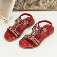thumbnail image 2 of Celivon Kids Girl Sandals Rhinestone Slingback Sandals Sandals Elastic Ankle Strap Casual Bohemian Beach Shoes 6-7 Years, 2 of 9