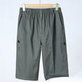 thumbnail image 2 of hotojiny Men's Capri Cargo Shorts Big and Tall Elastic Waist Below Knee 3/4 Shorts Casual Outdoor Hiking Capris Streetwear, 2 of 5