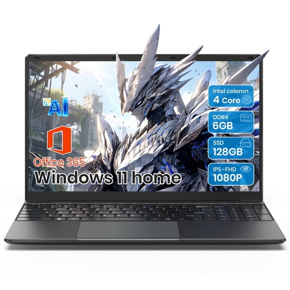 SGIN 15.6in Laptop 6GB DDR4 128GB SSD Laptop AI, Windows 11 with 4-Core Intel Celeron Laptop Computer, 1-yr Office 365, FHD 1920*1080