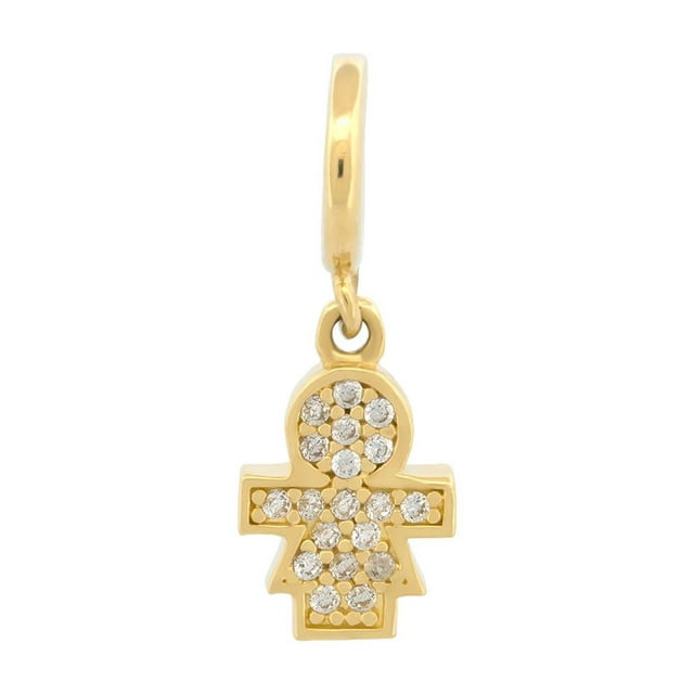 Dije Niña Casa del Anillo Zirconias Mini Charm Oro Sólido 14K amarillo 00