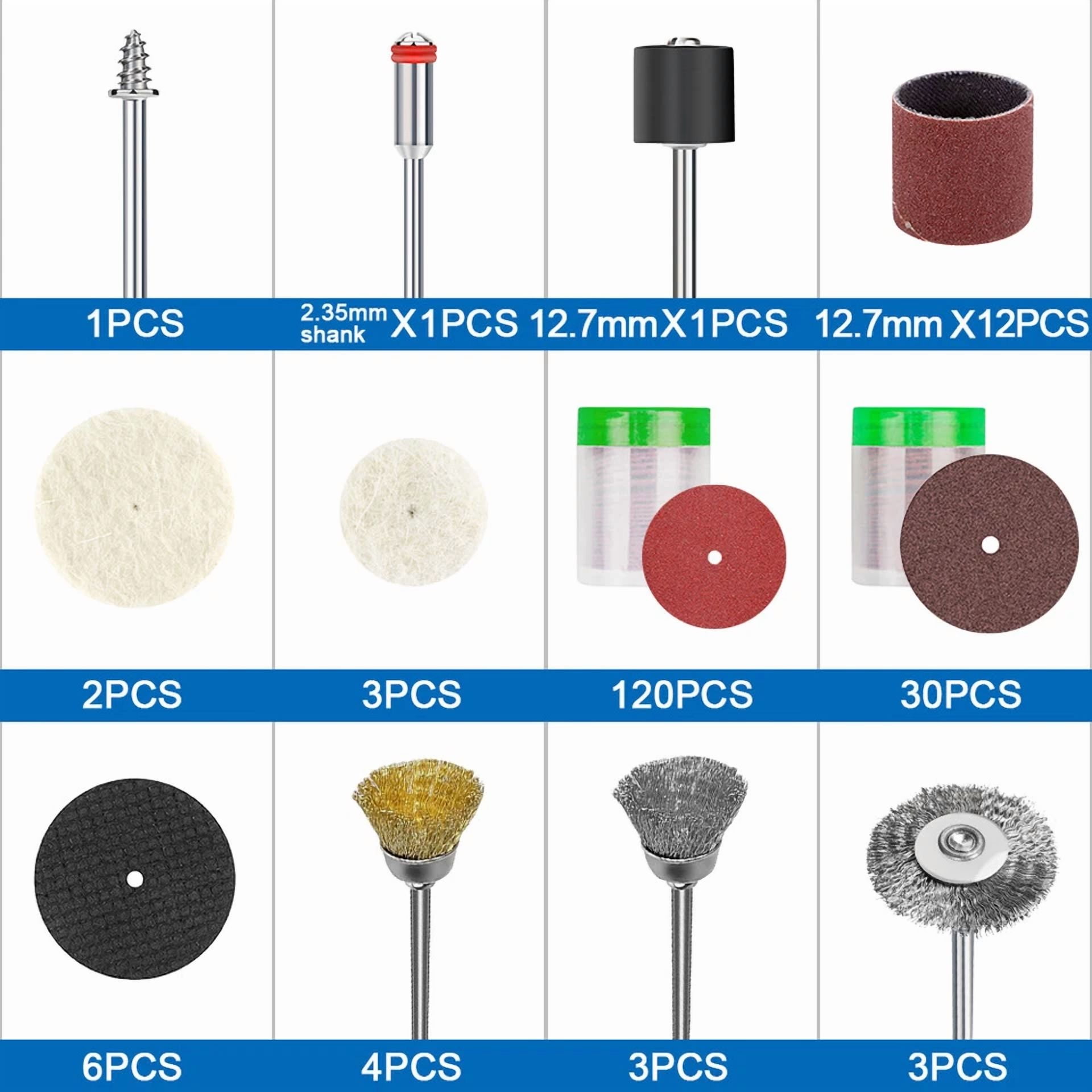 CRESTIN- 186Pcs Grinding Sanding Polishing Set Rotary Tool Accessories Kit For Dremel