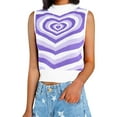 thumbnail image 3 of Qiylii Women Half High Collar Knitwear,Sleeveless Midriff-baring Knit Heart Top, 3 of 9