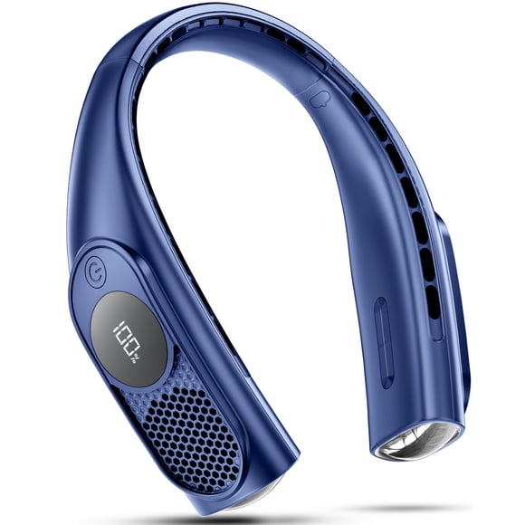 Ventilador de cuello GOTOTO portátil, sin aspas, recargable, 4000 mAh, azul