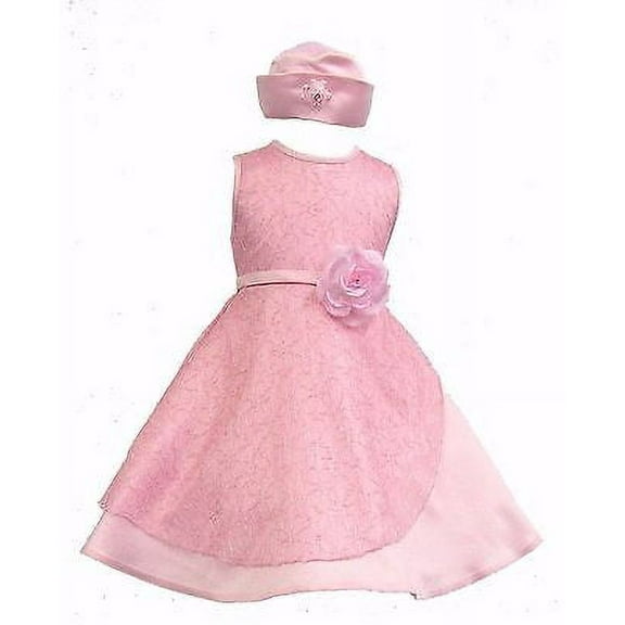 Baby Infant Girl Toddler Pageant Easter Wedding Formal Party Pink Dress S-XL