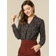 thumbnail image 2 of INSPIRE CHIC Blusa elegante de manga larga con bolsillo de imitación floral con cuello en V para mujer Negro M, 2 of 6