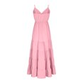 thumbnail image 5 of WIZUTIZ Women's Dresses Summer Casual Plus High Waist Pleated Ruffled Adjustable Strap&Belt Solid Vacation Dress Sleeveless V-Neck Tank Dress for Teen Girls Midi Dress Thin Clubs Dress Pink, 5 of 6