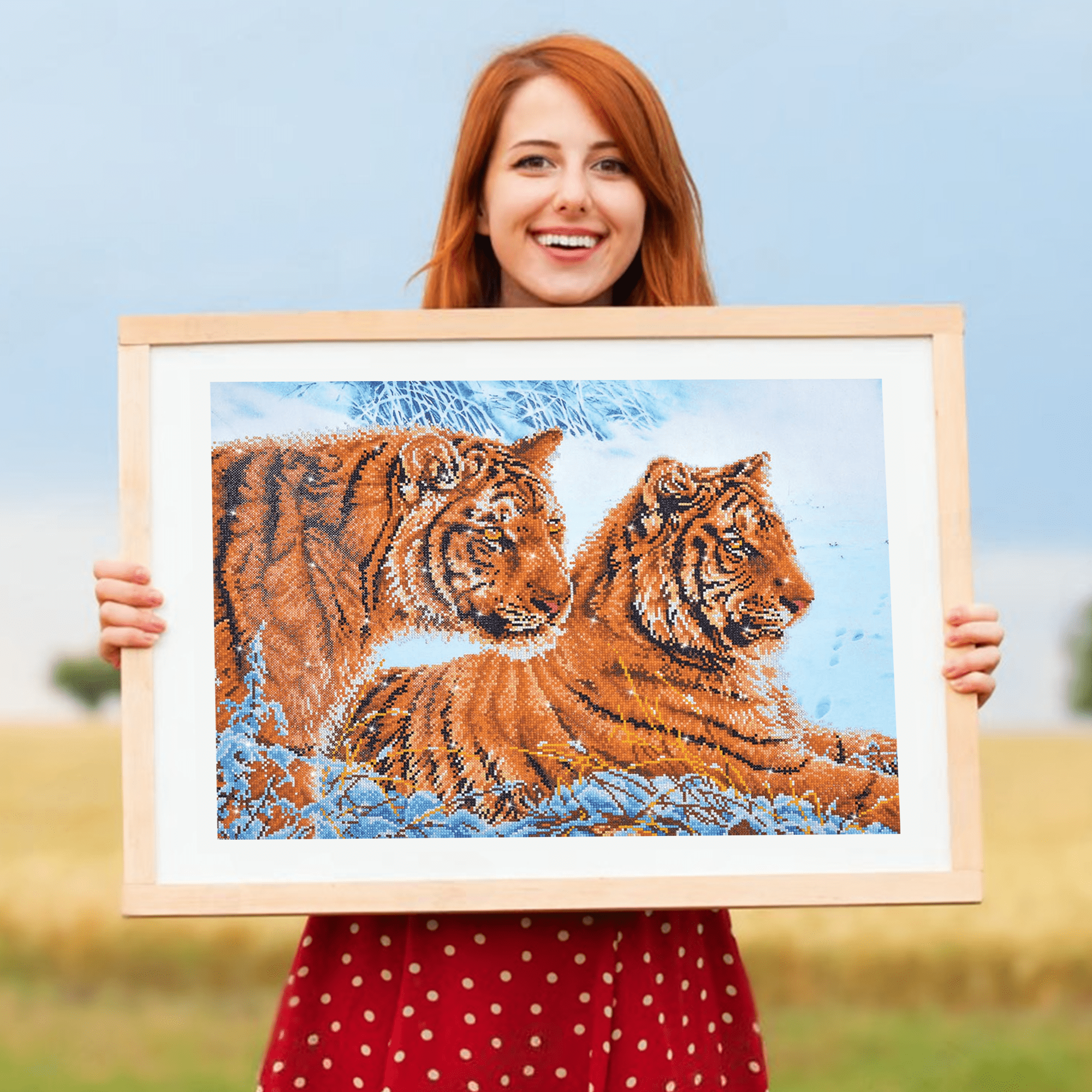 Diamond Dotz Tigers in the Snow Animal Diamond Painting Kits for Adults - Diamond Art Kits a Relaxing Creative Craft Kit with Dotz Gems 20.5"x28.3"