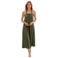 thumbnail image 6 of Women's Halter Maxi Dress, Sexy Backless Cotton Linen Long Dresses, Loose Fit Pleated Front Summer Beach Vacation Boho Sundress, 6 of 8