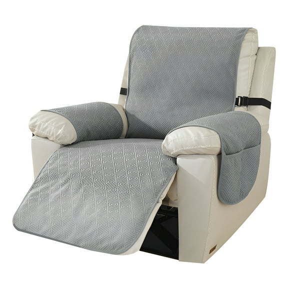 Dznils Recliner Chair Cover Reversible Furniture Chair Sofa Slipcover with Side Pockets, Gray